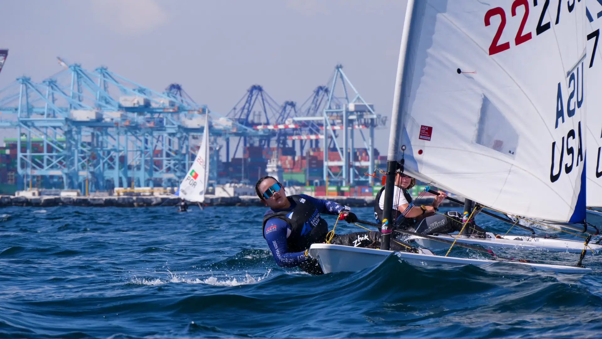 Daniella Cheng-Sun racing at the 2025 ILCA 6 Youth World Championships